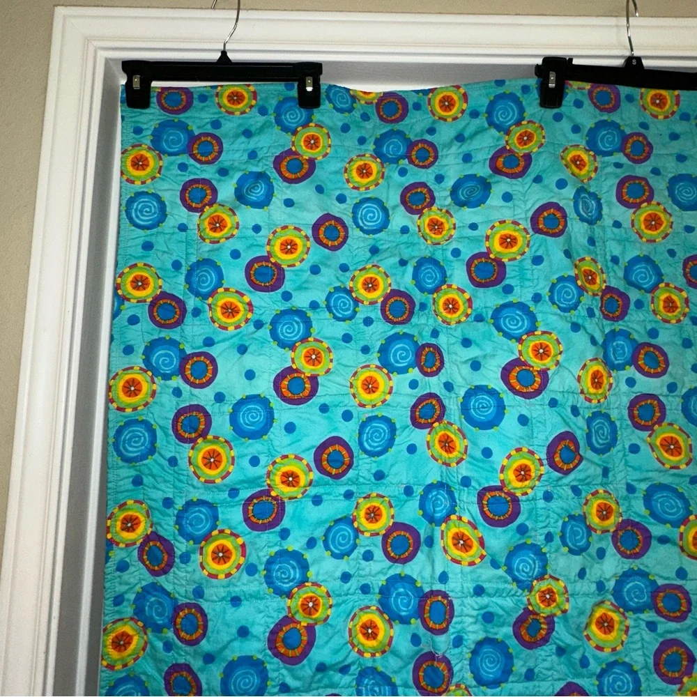 Handmade bright lap wall quilt block patchwork machine stitched, 30 X 40